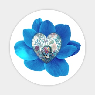 Blue Poppy Skull Love Magnet